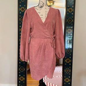 Simplee Faux Wrap Dress Rose